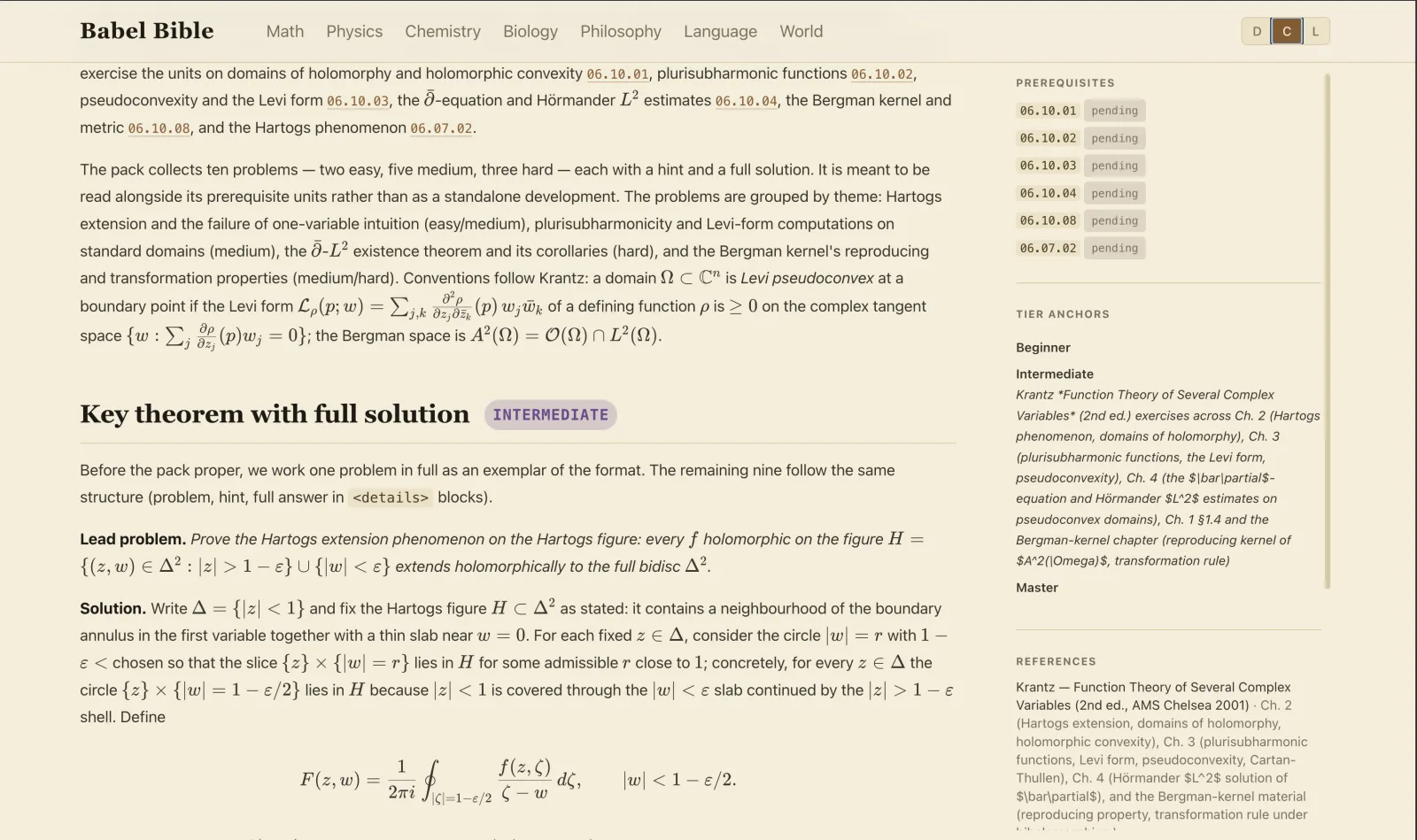 Babel Bible lesson page with a key theorem and full solution